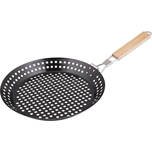 Lamart Ronde grillpan met inklapbaar handvat, 30 cm, zwart