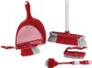Dirt Devil Schoonmaakset 6 Stuks - Afwasborstel/ Handschrobber/ Zachte Bezem met Steel / Stoffer en Blik - Rood/ Grijs