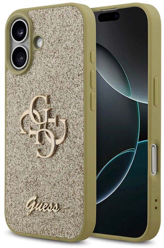 Guess Vaste Glitter Grote 4G Hoesje Voor Iphone 17 Bescherming Goud