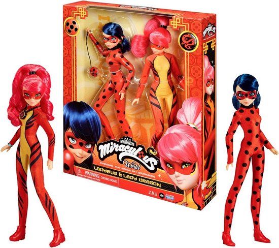 Bandai Miraculous World: Shanghai, de legende van Ladydragon - Poppen - Ladybug & Lady Dragon - Poppen met scharnier, 26 cm