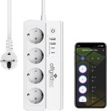 Offgridtec Smart wifi-stekkerdoos met 4 stopcontacten + 2 USB-A en 2 USB-C, app-gestuurd via Smart Life/Tuya, real-time energiebewaking, compatibel met Alexa/Google, 16A/3680W, 1,5 m kabel, 1 stuk