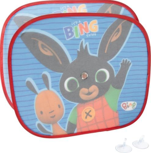 Tataway Paar zijschermen voor Bing autozonneschermen 44x35 cm - Zonwering voor kinderen met Bing- en Flop-afbeeldingen op een blauwe achtergrond