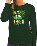 Bellatio Decorations St. Patricks day sweater groen voor dames - Kiss me im Irish - Ierse feest kleding / trui/ outfit/ kostuum XXL