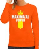 Bellatio Decorations Shoppartners Bv Koningsdag sweater Queen Maximaal zuipen met kroontje oranje - dames - Kingsday outfit / kleding / shirt XL