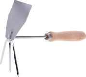 Pro Garden Dubbele Schoffel Staal/hout Zilver/bruin