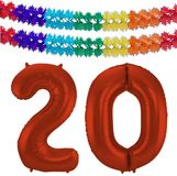 Folat Verjaardag Leeftijd folieballon - 20 jaar - rood - 86 cm