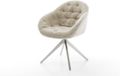 DELIFE Chaise de salle à manger Gaio-Flex piètement croisé acier inoxydable tissu tissé beige pivotant à 360° fonction basculante