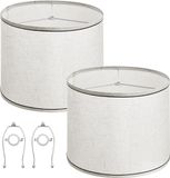 Abat-jour rond, set van 2, met frame, afmetingen 11 x 13 x 10 in (beige clair avec bordure noire)