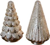 Loberon Decoratieve boom set van 2 Domélys zilverkleurig