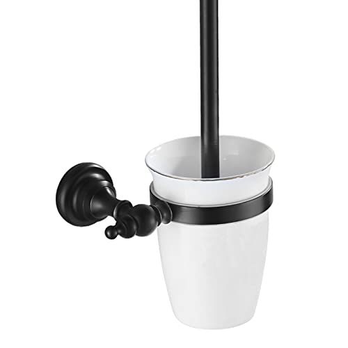 Weare Home Antieke toiletborstelhouder zwart | messing retro toiletborstel | keramische wandmontage