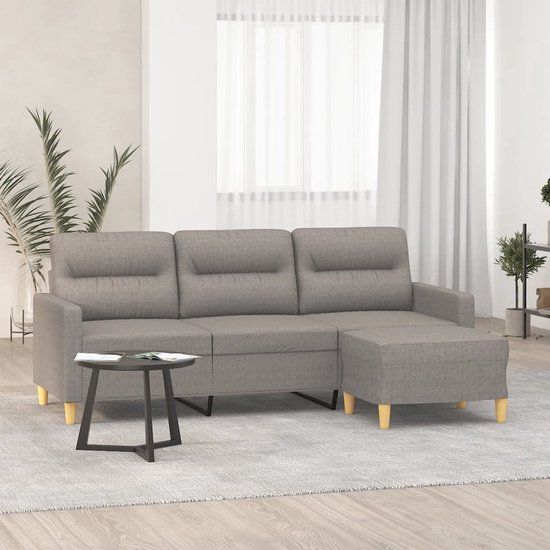 vidaXL Driezitsbank 180 cm stof taupe