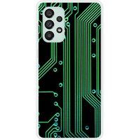 Samsung Galaxy A73 5G Bedrukt siliconen hoesje Texture circuit geek
