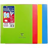 Clairefontaine 981412AMZC Pak met 4 Geniete Schriften Koverbook - 24x32 cm - 96 Pagina's Grote Ruitjes - Wit Papier 90 g - Omslag 100% Gerecycled - Geassorteerde Kleuren