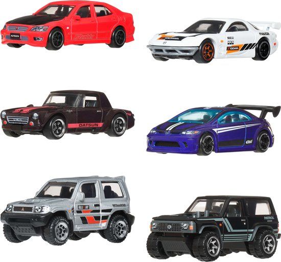Hot Wheels Silver Series - Set van 6 Japanse Voertuigen