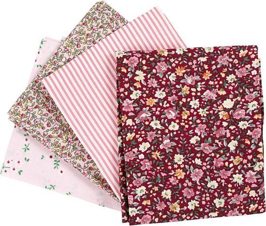 Creativ Company Patchwork Stof - Roze - 45x55 cm - 4 Stuks