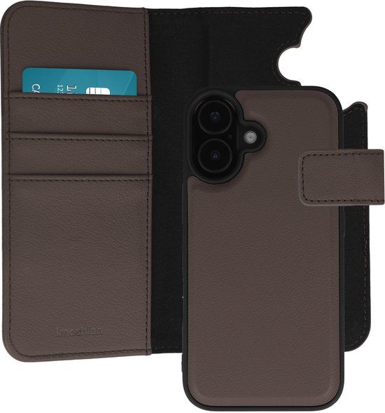 imoshion Hoesje - Geschikt voor Apple iPhone 17 - Uitneembare 2-in-1 Luxe Bookcase - Bruin