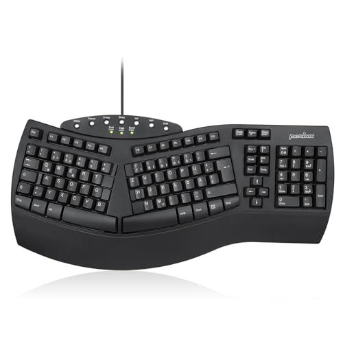 Perixx PERIBOARD-512 Ergonomisch Toetsenbord - Gedeeld Toetsenveld - USB - Aanbevolen bij Tennisarm -QWERTZ Duitse lay-out - Zwart