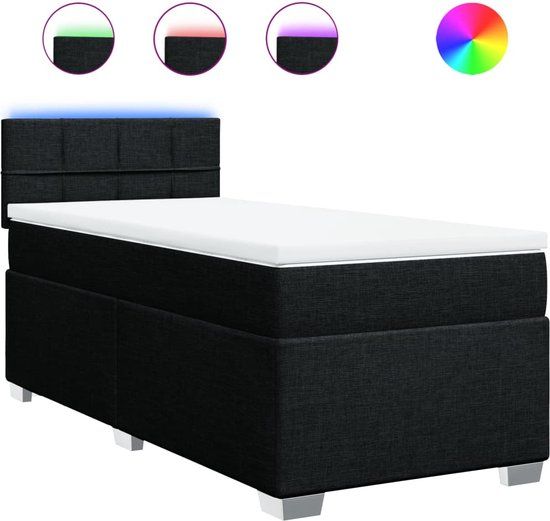 vidaXL Boxspring met matras stof zwart 80x200 cm