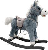 Lean Toys cheval à bascule selle pieds chaise berçante sons gris 74 cm