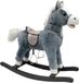 Lean Toys cheval à bascule selle pieds chaise berçante sons gris 74 cm