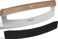 Burnhard Pizzasnijder Scherpe Stalen Messen, Comfortabele Grip, 35,5 cm Lemmet, Acaciahouten Handvat, Met Beschermhoes – Professionele Pizzasnijder