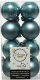 Decoris kleine kerstballen - 16x st - ijsblauw - 4 cm - kunststof