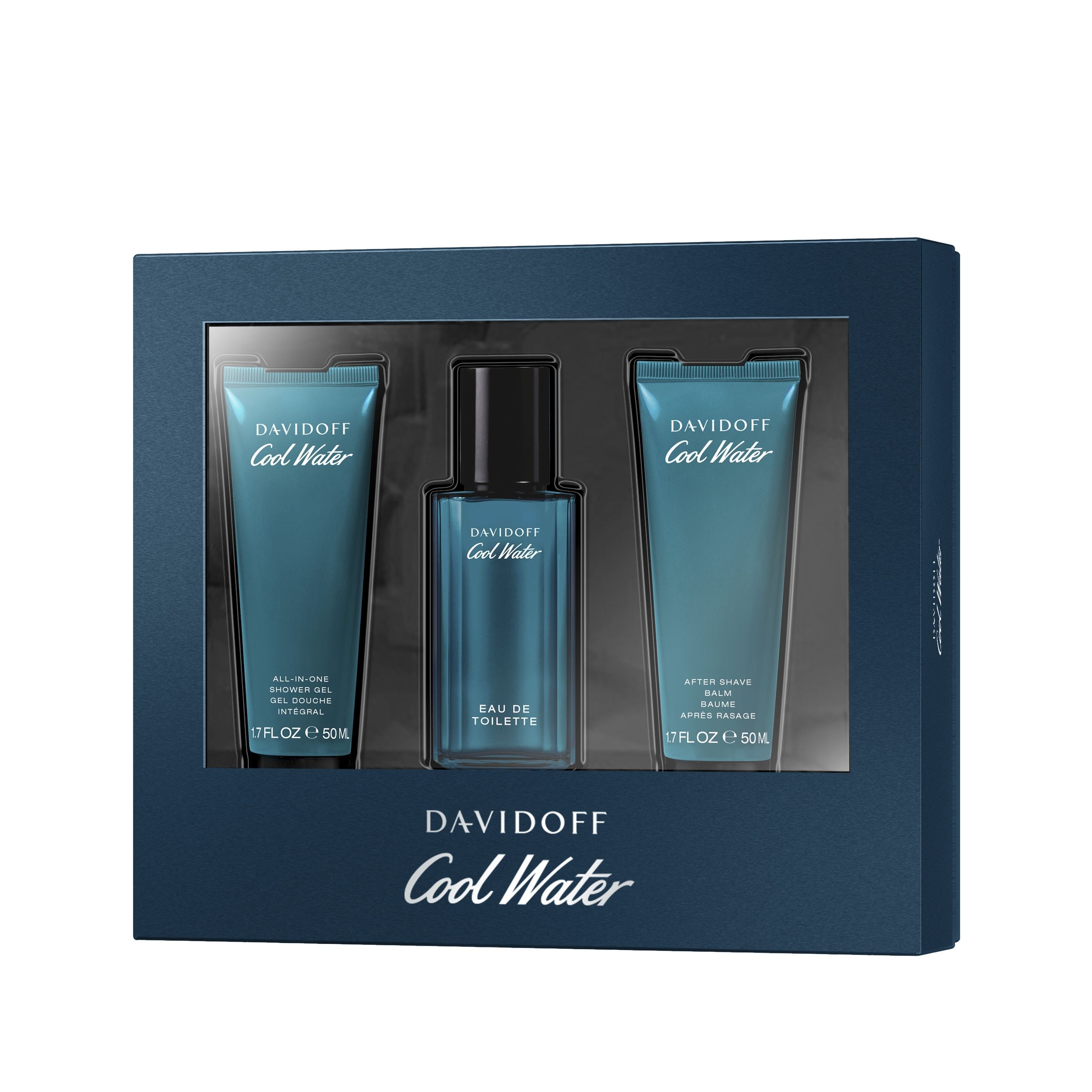 Davidoff Cool Water Gift Set for Men - Eau de Toilette, Shower Gel & Aftershave Balm