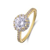 Lucardi Dames Zilveren goldplated ring met zirkonia