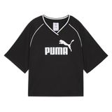 PUMA ESS Relaxed Cropped Football Jersey Dames T-shirt - Puma Black