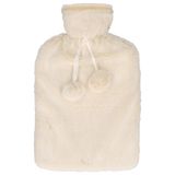 DID Warmwaterkruik - met zachte pluche hoes - creme wit - 2L - kruik