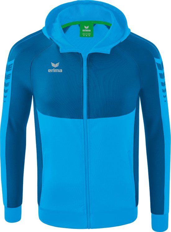 ERIMA Six Wings Trainingsjack Met Capuchon Curacao-Mykonos Maat M - Unisex - Lichtblauw