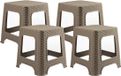 Plasticforte Tabouret - Set van 4 - Rotan Line - Taupe - Kunststof - 32 x 32 x 30 cm