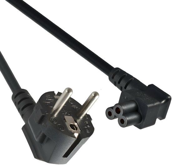 ACT Netsnoer Schuko CEE 7/7 male (haaks) - C5 (haaks) IEC 60320 zwart 1 m AK5409