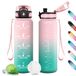 Motiverende drinkfles, 1 l, met filter, herbruikbare fles, sportfles met motiverende tijdweergave, drinkfles voor sport, fitnessstudio, school, fitnessstudio, fitness, yoga