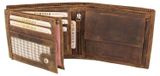 Portefeuille en cuir avec fermeture éclair - 17 emplacements pour cartes - Marron vintage