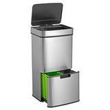 WELL HOME Vuilnisemmer 72 L (47 L + 25 L) vuilnisemmer met 2 vakken, automatische opening met sensor, roestvrij staal, chroom