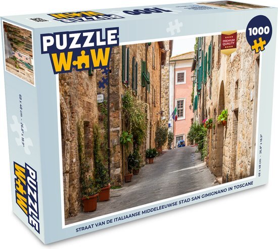 MuchoWow Puzzel Straat van de Italiaanse middeleeuwse stad San Gimignano in Toscane - Legpuzzel - Puzzel 1000 stukjes volwassenen