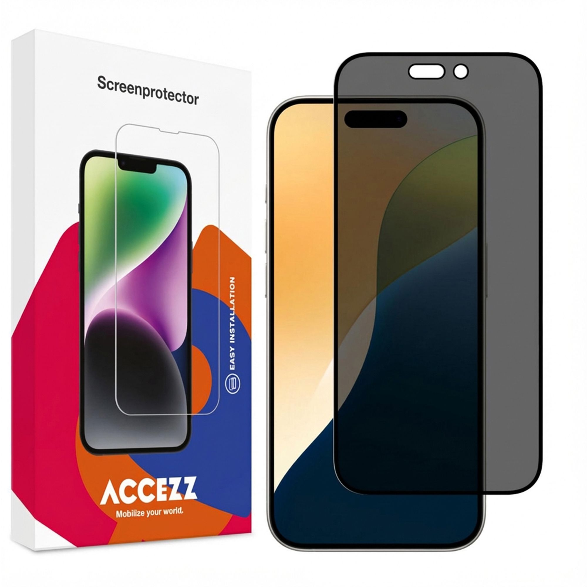 Accezz Gehard Glas Privacy Screenprotector Apple iPhone 17 / 17 Pro / 16 Pro