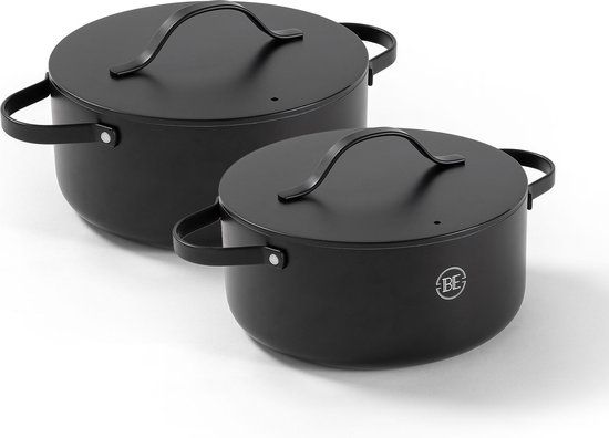 BE Living 2-delige Braadpannenset - Ø 24 & 28 cm - Zwart