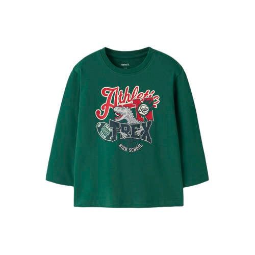 NAME IT MINI rechtvallende longsleeve met print - groen