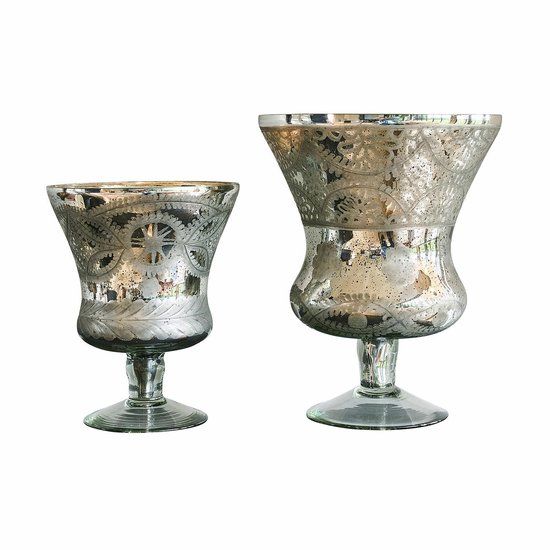 LOBERON Windlicht set van 2 Zorayne zilverkleurig/helder