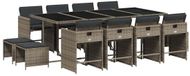 vidaXL 13-delige Tuinset met Kussens, Polyrattan, Grijs