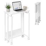 Relaxdays Opklapbaar Bureau, met 6 Wielen, Computertafel, Wit