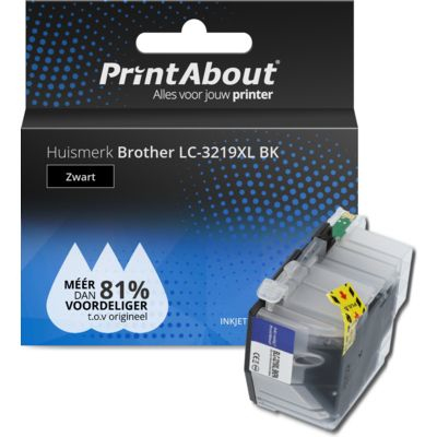 PrintAbout Huismerk Brother LC-3219XL BK Inktcartridge Zwart Hoge capaciteit