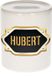Bellatio Decorations Shoppartners Bv Spaarpot met voornaam Hubert - wit - met goud/zwart embleem - 8 x 9 cm - keramiek - met afsluitdop - cadeau verjaardag