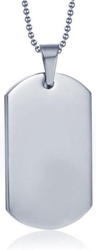 Mendes Jewelry Zilverkleurige Dogtag kettinghanger met ketting