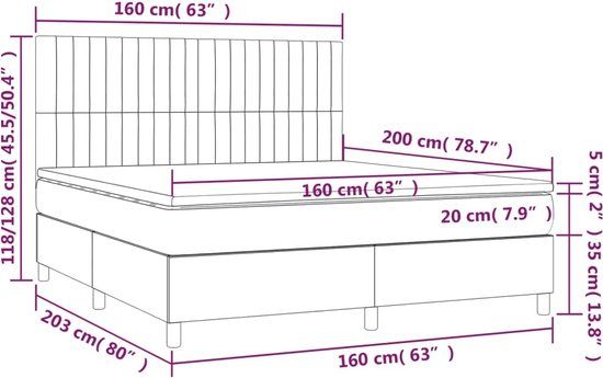 vidaXL Boxspring met matras fluweel zwart 160x200 cm