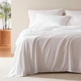SLEEP ZONE 4-delige zachte verkoelende lakenset, queensize - kreukvrij en kleurbestendig, vochtafvoerend, ademend microvezel laken (wit, queensize)