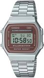 Casio Vintage - Unisex Horloge - Zilverkleurig Metaal - Bruine Wijzerplaat - Digitaal - 3 ATM Waterdicht