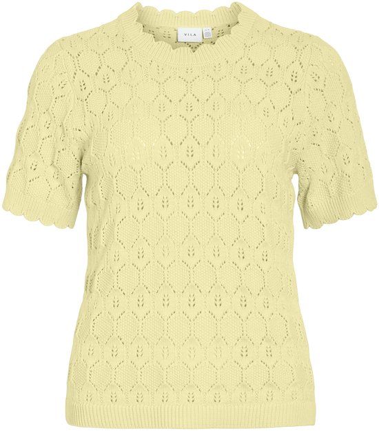 VILA Gebreide top VILOWEN Korte mouwen Pastel Yellow XXL